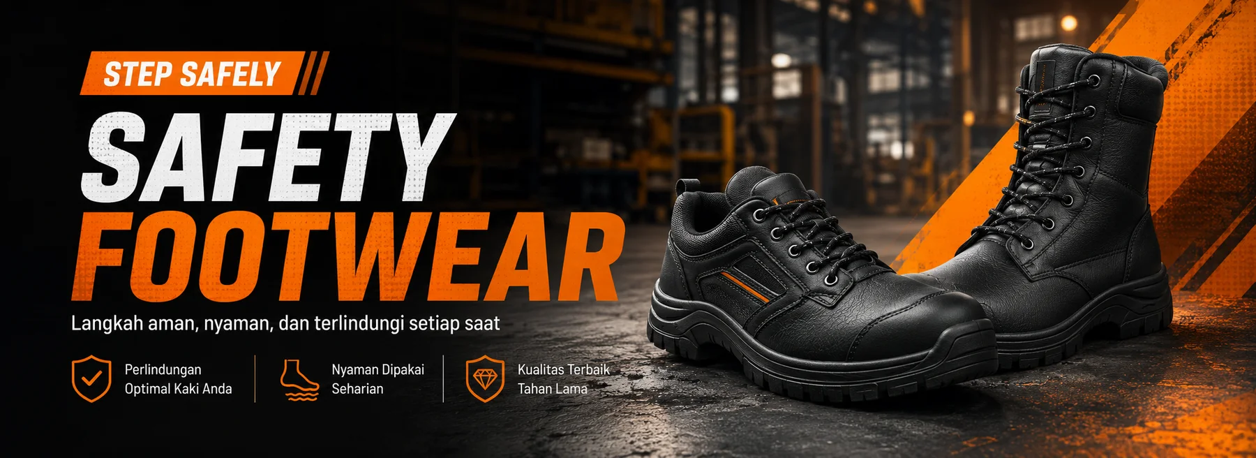 Campaign safety footwear untuk area kerja industrial