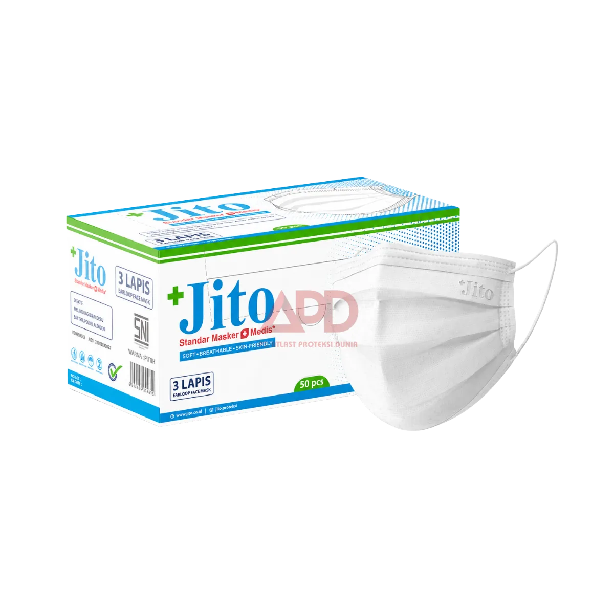 Ilustrasi masker medis disposable untuk kebutuhan fasilitas kesehatan, klinik, dan area pelayanan.
